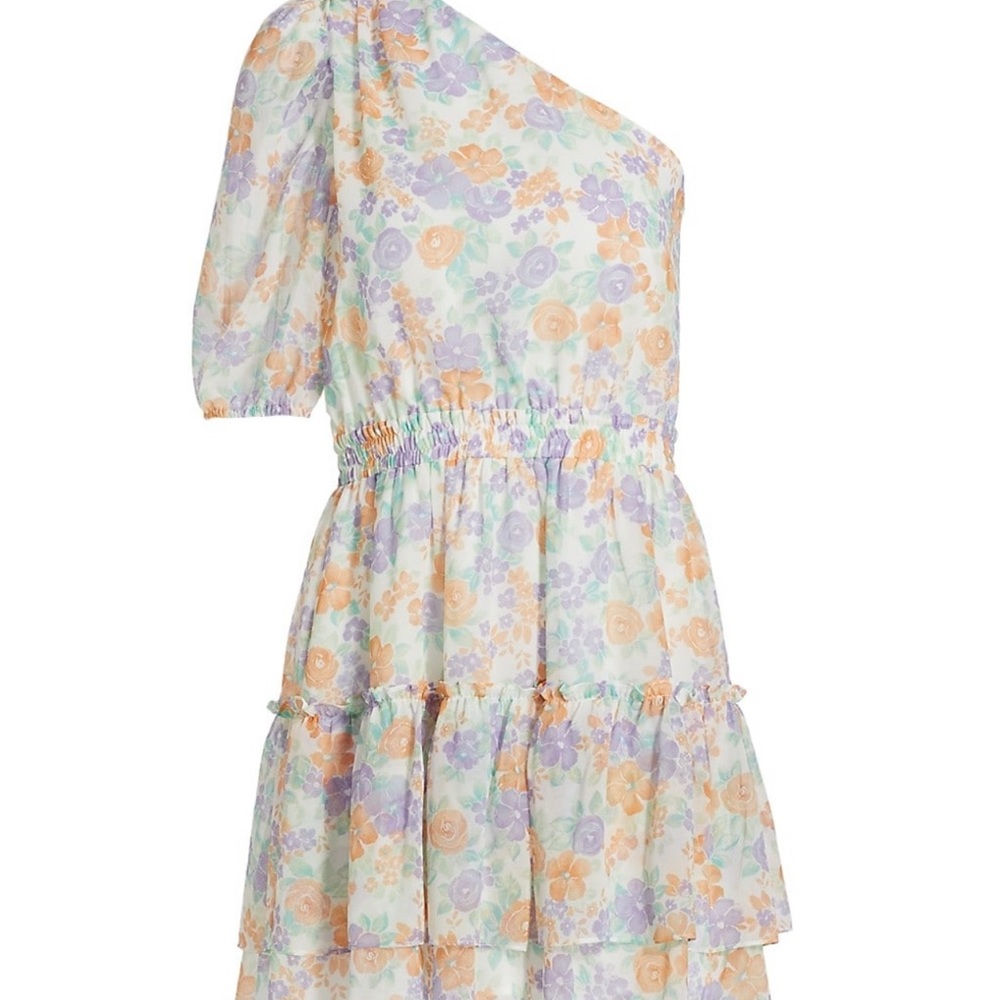 Wayf one shoulder tiered dress